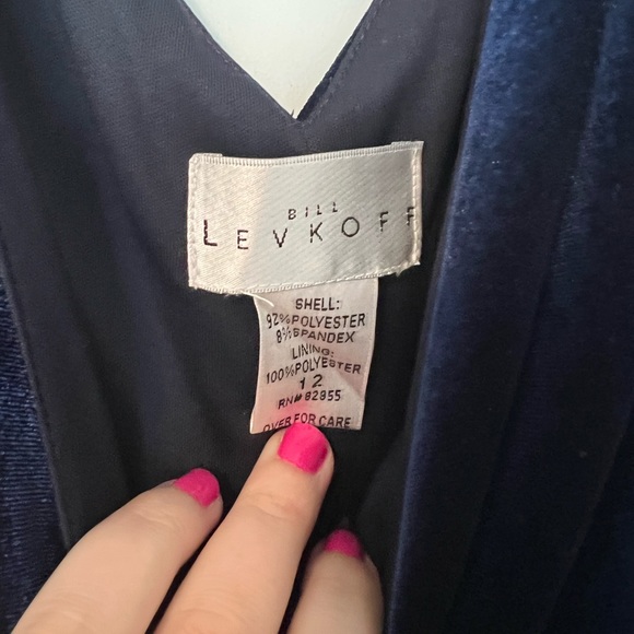 Bill Levkoff Navy Velvet Dress - Size 12 - Picture 3 of 3